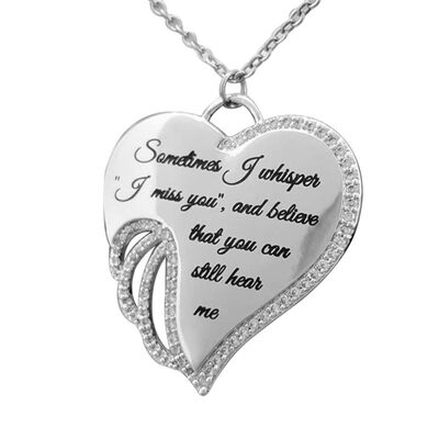 

Fashion Angel Wing Letter Heart Charm Rhinestone Necklace Women Jewelry Gift