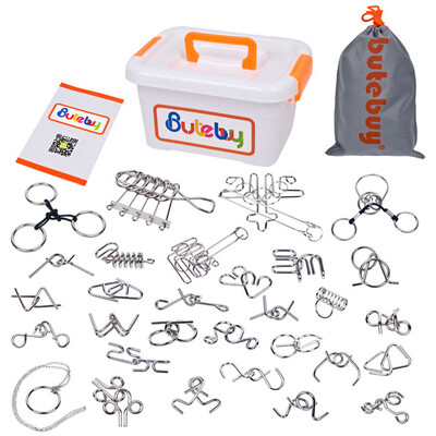 

YIWULAButebuy Assorted Brain Teasers Metal Wire IQ Puzzles with Plastic Box Package