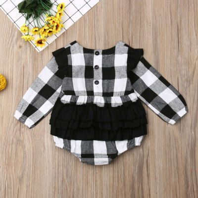 

SUNSIOM Newborn Baby Girls Plaid Long Sleeve Bodysuit Romper Jumpsuit Outfits Clothing