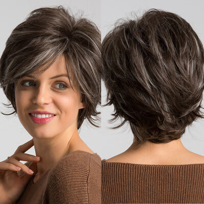 

〖Follure〗Mixed Brown Short Length Fashion Hair Heat-Resistant Synthetic Fiber Wigs