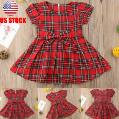 

New Christmas Toddler Kids Baby Girl Xmas Flared Party Santa Swing Dress Clothes