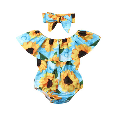 

Newborn Toddler Baby Girls Floral Romper Playsuit JumpsuitHeadband 2Pcs Outfits