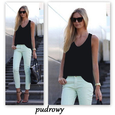 

Womens V Neck Sleeveless Loose Chiffon Tank Top