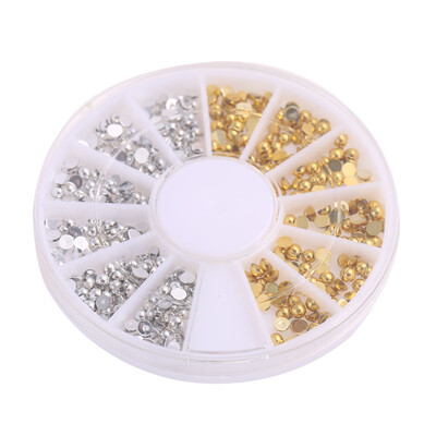

3 Color Rivets Nail Art Decoration Gold Silver Flat Back Half Round Studs