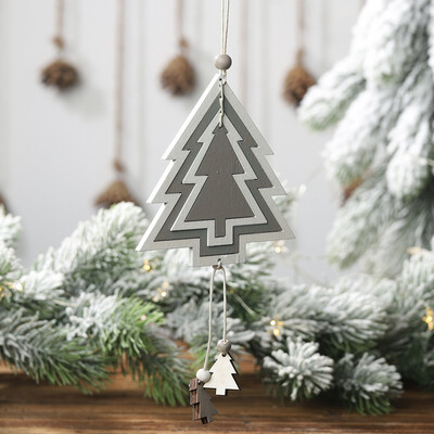 

Gobestart Christmas Wooden Four-layer Hollow Pendant Creative Cute Hanging Pendant