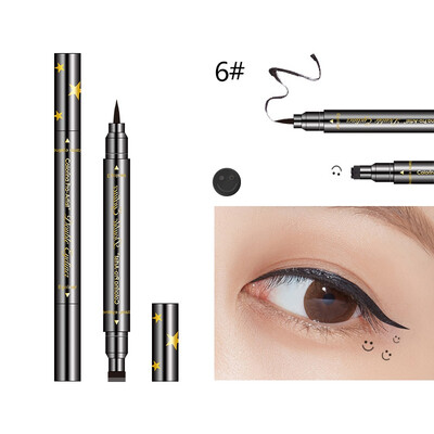 

Double-Headed Tattoo Stamp Black Eyeliner with Liquid Eyeliner Makeup Tool HeartStarMoon Waterproof Smudge-proof Eyes Make kit