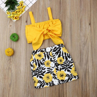 

Toddler Kids Baby Girls Clothes Crop Vest Tops Skirt Dress 2Pcs Outfit Sunsuit