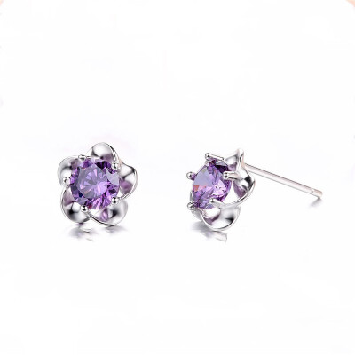 

Sliver Color AAA Cubic Zirconia Stud Earrings Wedding Women Fashion Jewelry Flower Pierced Earring Gift WHB11