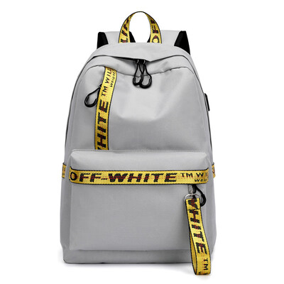 

Casual backpack bag USB charging socket nylon solid color backpack