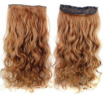 

5 Clips 34 Full Head Long Curly Wavy Wig Clip In Natural Synthetic Hair Extensions Hairpieces 18 Inches Blonde Black for Women La