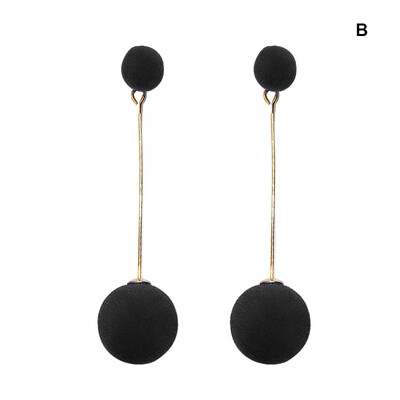 

New Women Fashion Sweet Cute All-match Long Style Concise Casual Exquisite Round Ball Dangle Earrings