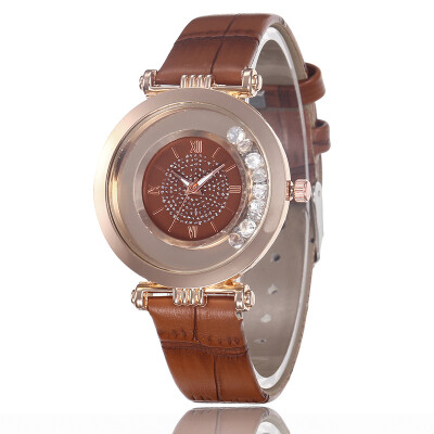 

Leather strap ladies watch starry sand sand Roman digital watch student simple quartz watch