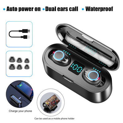 

F9 Earphone BT50 Earbuds Dual Ear Headphone Stereo In Ear Headset with Charging Box