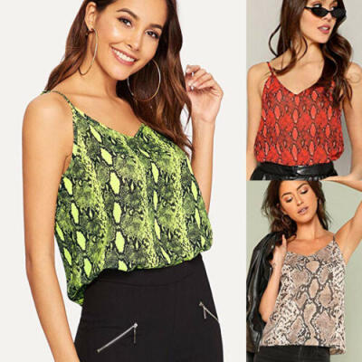 

Women Printed Tanks Top Vest Blouse Camisole Summer Ladies Strappy V Neck Cami