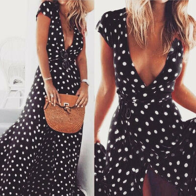 

Women Boho Long Maxi Dress Summer Beach Evening Cocktail Party Floral Sundress