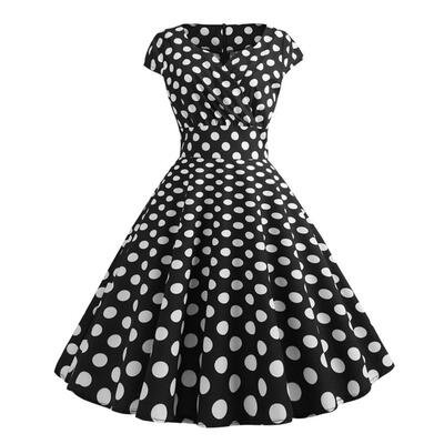 

Retro Dots Print Sleeveless Tunic Swing Dress Elegant Women Maxi Dresses