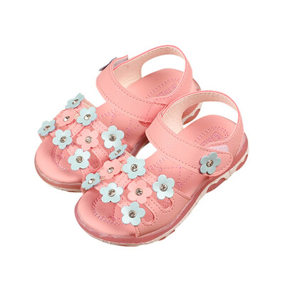 

Children Kids Girls Flower Letter LED Light Up Luminous Sandals Cusual Shoes