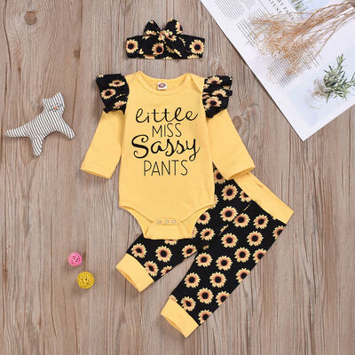 

Toddler Baby Girl Clothes Ruffle Romper Jumpsuit Flower Long Pants Outfit Set