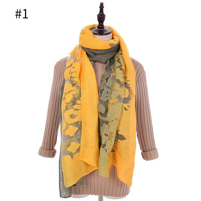 

Lace silk scarf cut flower embroidery large gradient color scarf hollowed out organza cotton scarf sunscreen shawl