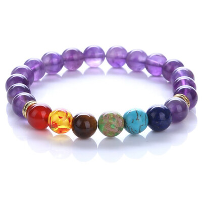 

Natural 7 Color Mixed Chakra Healing Balance Beads Bracelet Radiation Protection Yoga Life Energy Natural Stone Bracelet