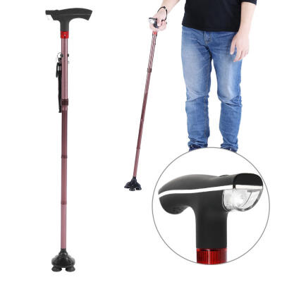 

Greensen Aluminum Alloy Foldable Elderly Walking Stick Guide Blind Cane Crutch with LED Light Alarm