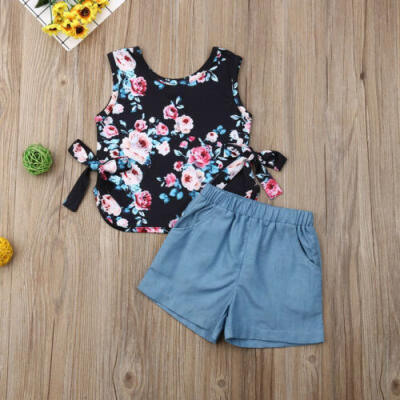 

Toddler Kids Baby Girl Summer Tops T-shirt Shorts Pants 2Pcs Outfits Clothes Set