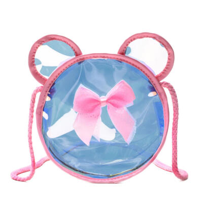 

Round Laser Clutch Women PVC Bowknot Decor Ear Shoulder Messenger Handbag