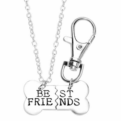 

New Fashion Dog Bone Best Friends Charm Necklace &amp Keychain Friendship Jewelry