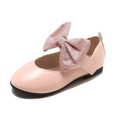 

Children Kid Baby Girls Solid Bling Bowknot Single Princess Casual Shoes