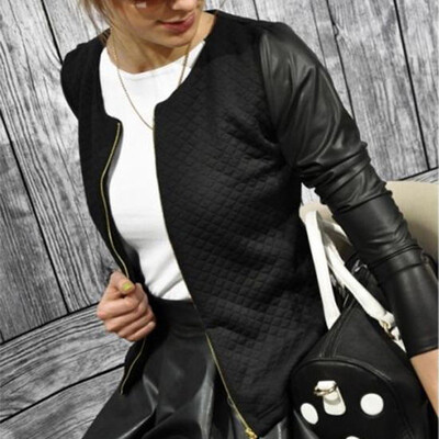

Toponeto Autumn Winter Womens Slim Leather Sleeve Coat Short Jacket Casual Outwear