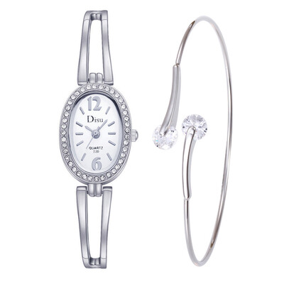 

Womens Watches Oval Roman Numerals Dial Bracelet Ladies Quartz Wristwatch With Rhinestone Clock Luxury DISU Reloj Mujer