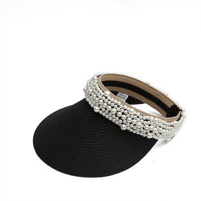 

Hat ladies Korean travel beach hat female Pearl Hat Hat Hat Hat spring&summer straw sun visor