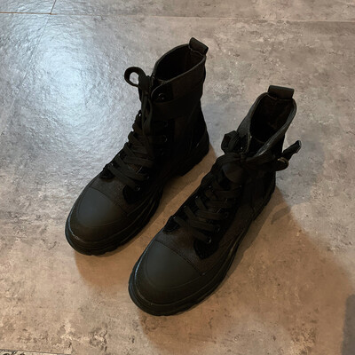 

Leisure Fashion Martin Boots Female Korean Version of 100 Sets of Thick Bottom Canvas Shoes Student Simple Shoe Tide