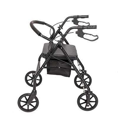 

Medical Black & Red Rollator Folding Walker Adult 4 Wheels Red