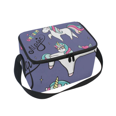 

ALAZA Lunch Box Insulated Lunch Bag Large Cooler Magic Unicorns Tote Bag