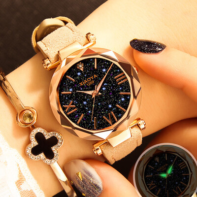

Watch waterproof fashion Korean version of simple casual atmosphere retro luminous star quartz female watch