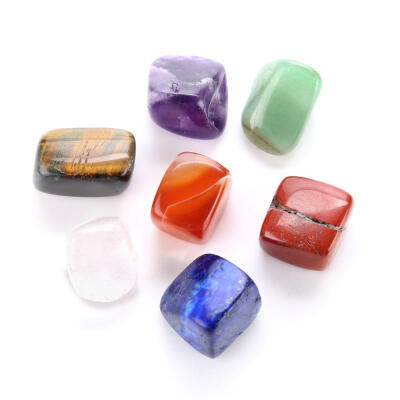 

Set of 7 Chakra Pyramid Stone Set Crystal Healing NATURAL spirituality