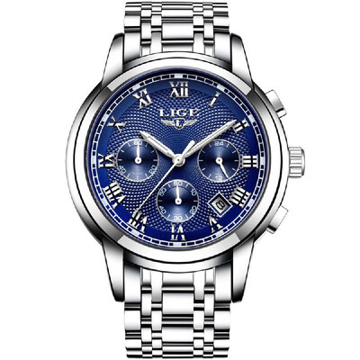 

LIGE 9849 Quartz Man Watch Unique Fashion Sport Casual Brand Quartz Clock Luxury Stainless Steel Strap Waterproof Wrist Watch Relo