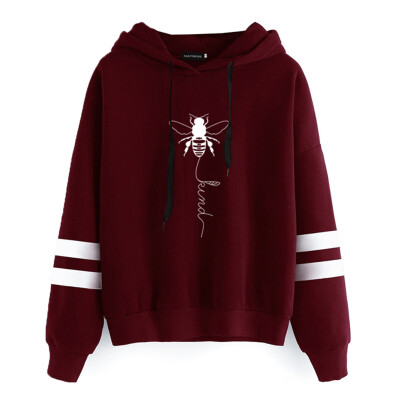 

Women New Faith Printed Sweatshirt Bee Graphic Hooded Hoodie Casual Pullover Female Sweatshirt