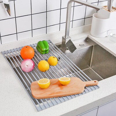 

Siaonvr Foldable Dish Drying Rack Roll-up Dish Drainer Rack Over The Sink Mat