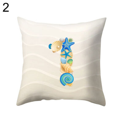 

Shell Starfish Letter Square Throw Pillow Case Cushion Cover Bedding Articles