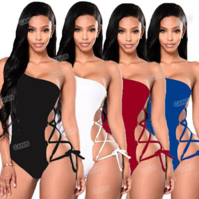 

US Women Sexy Padded Push Up Beachwear One-Shoulder Monokini Swimsuit Swimwear