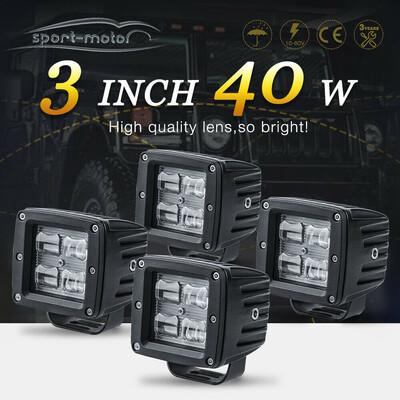 

3inch Led Work Light Bars 40W Reverse Pods Driving Truck 4X4 Boat ATV Cube Flood