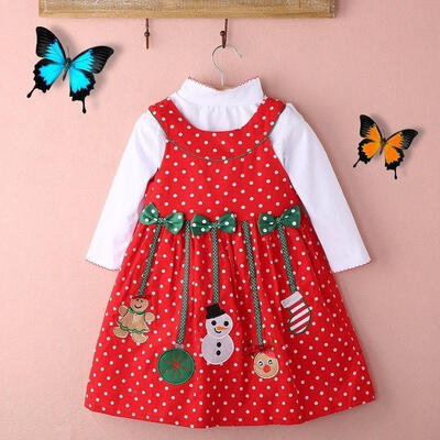 

Baby Girls 2pcs Tops BlousePolka dot Dress Christmas Party Outfits Suits Sets