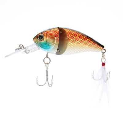 

85cm 15g 2-Jointed Fishing Life-like Hard Lure Chubby Fatty Crank Bait Tackle with Treble Hooks Feather