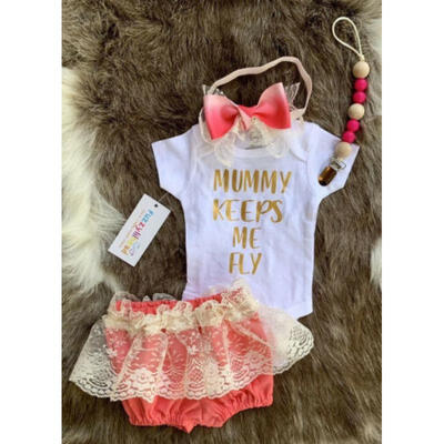 

Newborn Baby Girls Romper Bodysuit 3PCS Tops Pants Headband Outfits Clothes Set