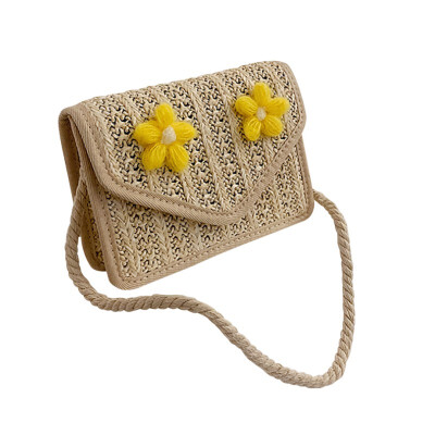 

Joker small fresh mini crossbody bag fashion casual straw shoulder bag flower decoration small square bag