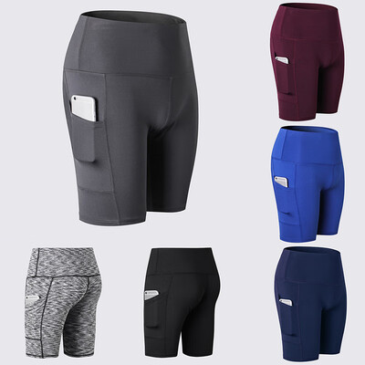

Women Sports Yoga Pants Side Pockets Short Leggings Sportswear Fitness Skinny Bodycon Trousers
