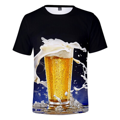 

Toponeto Mens Summer Beer Festival New Style 3D Printing O-Neck Short Sleeve Blouse Tops