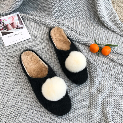

Fallwinter Baotou slippers women wear flat-bottomed loafers fairy wind Mao Mao half slippers